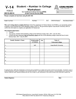 Student Financial Aid College Enrollment Form