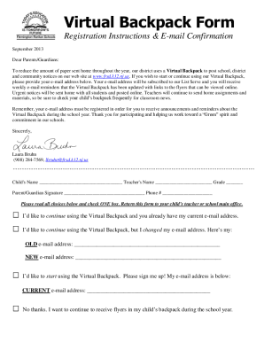 Virtual Backpack Registration Form