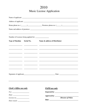Music License Application