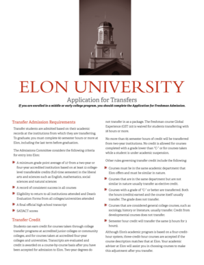 Elon University Transfer Application