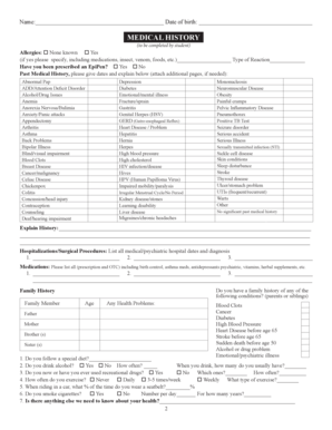 Student Medical History and Immunization Form