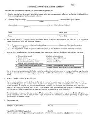 New York Caregiver Consent Form