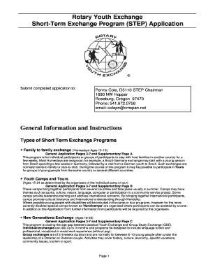 Rotary Youth Exchange STEP Application