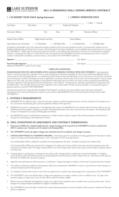 Residence Hall/Dining Service Contract