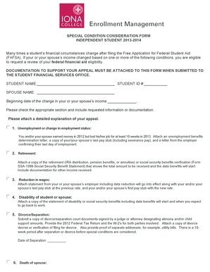 Special Condition Consideration Form