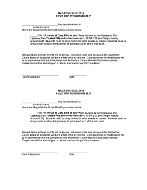 Field Trip Permission Slip