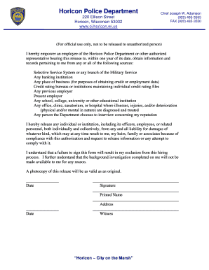 Authorization letter for employment verification bpi - HPD Background Authorization - Horicon Police Department - ci horicon wi