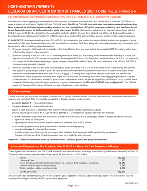 Northeastern University DCF Form