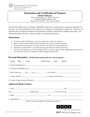 Declaration and Certification of Finances