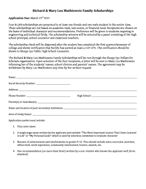 Richard & Mary Lou Mathiowetz Family Scholarships - Sleepy Eye ...