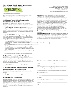 2016 Seed Rack Sales Agreement