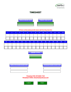 Timesheet template printable - PERIOD BEGIN DATE