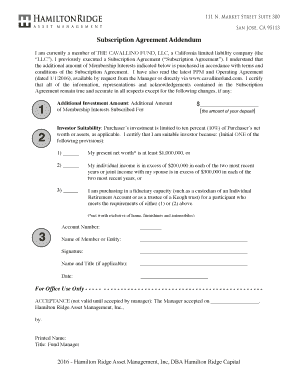 Subscription Agreement Addendum - bcavallinofundbbcomb