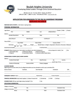 PhD Application Form - Beulah Heights University - beulah