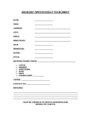 fillable broker tour feedback form edit online download broker open feedback form