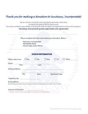 Thank you for making a donation to Sanctuary, Incorporated - sanctuaryguam