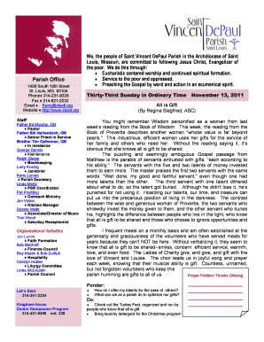 Bulletin november 13 2011 - Saint Vincent DePaul Parish - stvstl