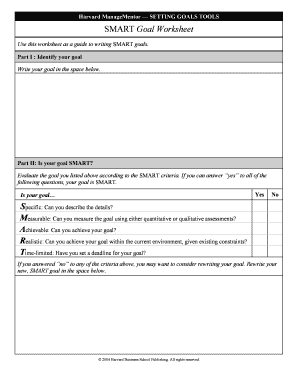 SMART Goal Worksheet Harvard ManageMentor - Setting Goals Tools - hbrp