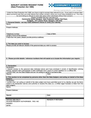 1003 sample - Under the Data Protection Act 1998, you have a right to access data relevant to you - communitysafetyglasgow