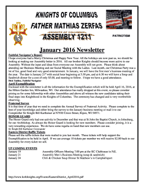 Holiday newsletter templates - January 2016 Newsletter - Knights of Columbus Hall