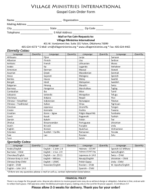 Gospel Coin Order Form