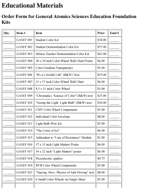 Order Form for Materials - General Atomics Sciences Education ... - sci-ed-ga