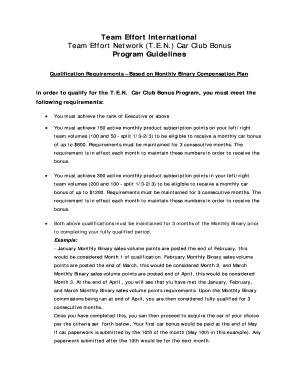 Team Effort International Team Effort Network TEN bCarb Club Bonus bb - teameffortnetwork