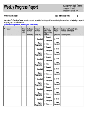 Student weekly progress report - Weekly Progress Report - Schoolwires - duneland schoolwires