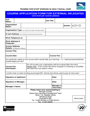 Cvs application pdf - COURSE APPLICATION FORM FOR EXTERNAL DELEGATES - Poole CVS - poolecvs org