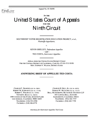 Football cv academy - Southwest Voter Registration Education Project et al v Kevin Shelley Intervenor Appellees Brief Sept 4 2003