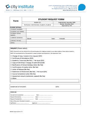 Student request form
