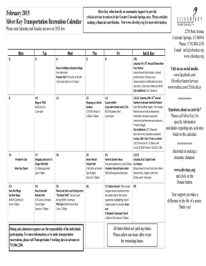 February 2015 Silver Key Transportation Recreation Calendar - silverkey