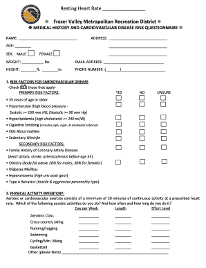 Workout heart rate chart - Personal Training Form - Fraser Valley Metropolitan Recreation ...