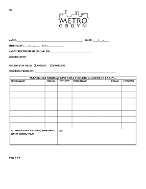 Fillable Online OB Intake Form - Metro OB-GYN Fax Email Print - pdfFiller