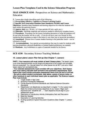 Sample lesson plan for science pdf - Lesson Plan Templates Used in the Science Education - fiulearn fiu