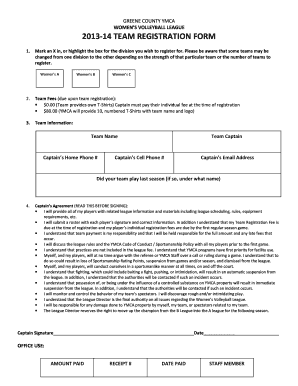 Math worksheets grade 3 - Team Registration Form Womens VB 2013-14 - greenecounty-ymca