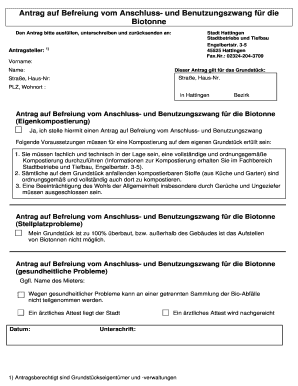 Ausfüllbar Online hattingen Antrag auf Befreiung vom Anschluss- und ...