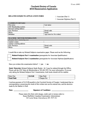 Form A006 Cecchetti Society of Canada 201 Examination