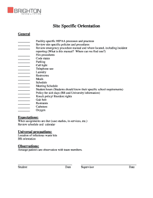 BSiteb Specific Orientation - Brighton Rehabilitation