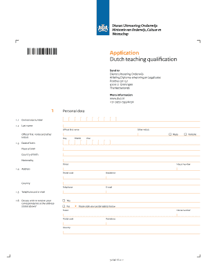 Application Dutch teaching qualification - wbduobbnlb