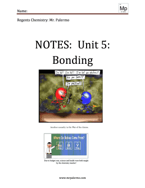 NOTES: Unit 5: Bonding - Mr. Palermo's Flipped Chemistry Classroom