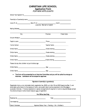 CLS APPLICATION FORM - Christian Life School - christianlifeschool