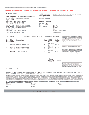 Hazmat bol example - STRAIGHT BILL OF LADING - SHORT bFORMb bb - EDI Express