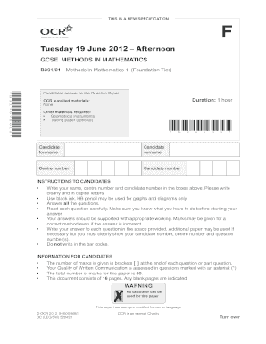 Tuesday 19 June 2012 Afternoon - MathsGeeks