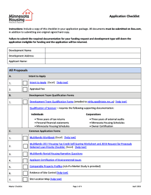 BCommon Applicationb Checklist