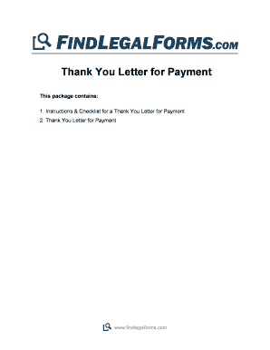 Thank You Letter for Payment - FindLegalForms