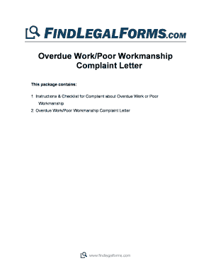 Past due invoice letter - Overdue Work/Poor Workmanship Complaint Letter - FindLegalForms