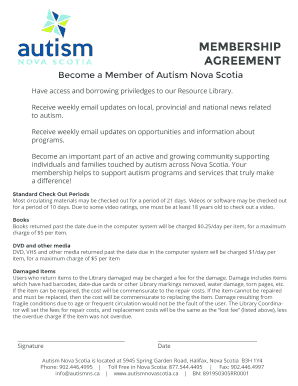 Membership Agreement - Autism Nova Scotia