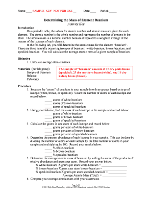 Average atomic mass worksheet - beanium lab answer key