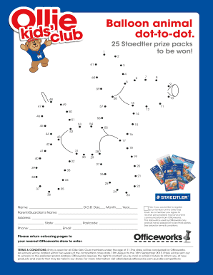 Balloon animal dot-to-dot. - Ollie Kids Club - Officeworks